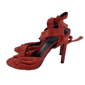 Kendall + Kylie Delilah Red Bow Suede Leather Ankle Wrap Sandals SZ 7 New